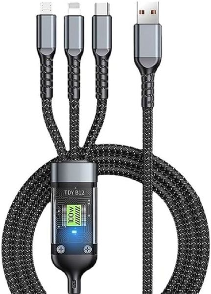 3-in-1 Multi Charging Cable - USB-C, Lightning &amp; Micro-USB Fast Charger