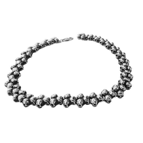 Triple Skull Link Necklace Heavy Stainless Steel Chain