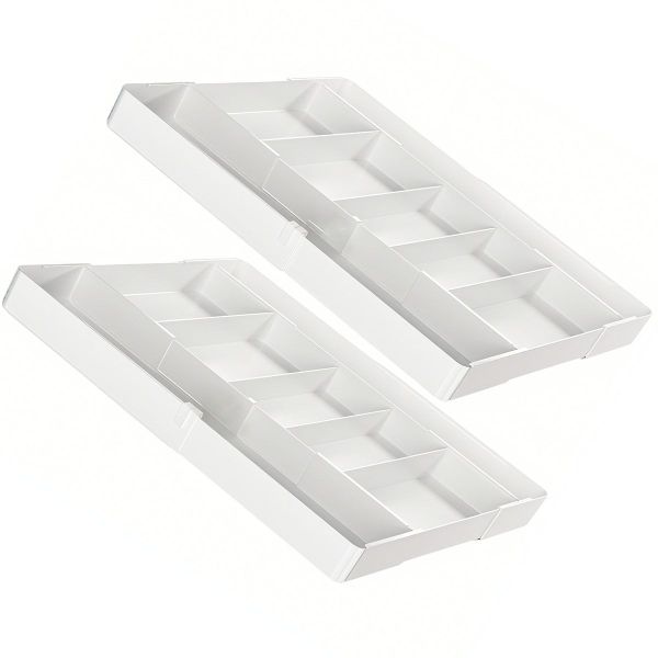2 Piece Kitchen Expandable Cutlery Drawer Tray