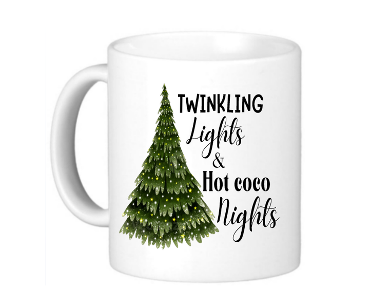 Christmas Cocoa Mug - Twinkling Lights &amp; Hot Cocoa Nights Design