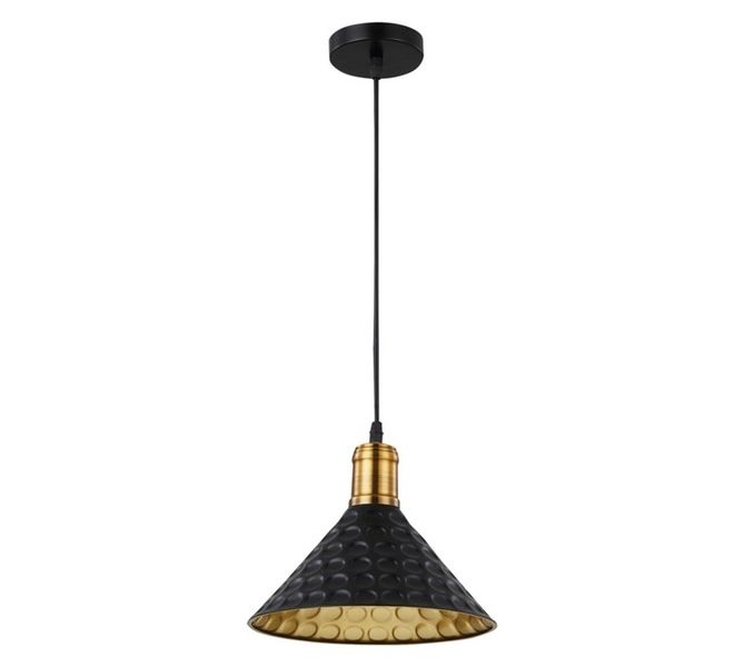 Bright Star Lighting 1 Light Dented Iron Pendant Black/Gold 35 W