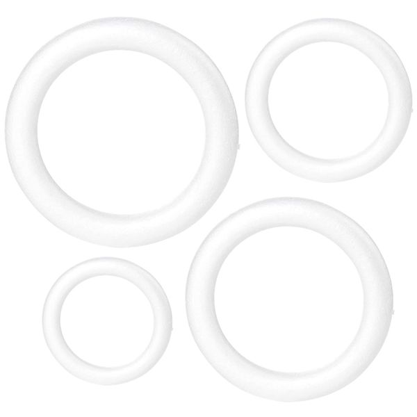 Art &amp; Craft DIY White Wreath Forms Round Craft Rings Set of 4
