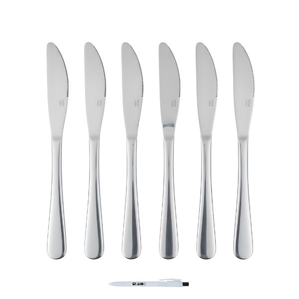 Stainless Steel Dinner/Butter Knives - 6-Piece Set Tableware + ReVibe Pen