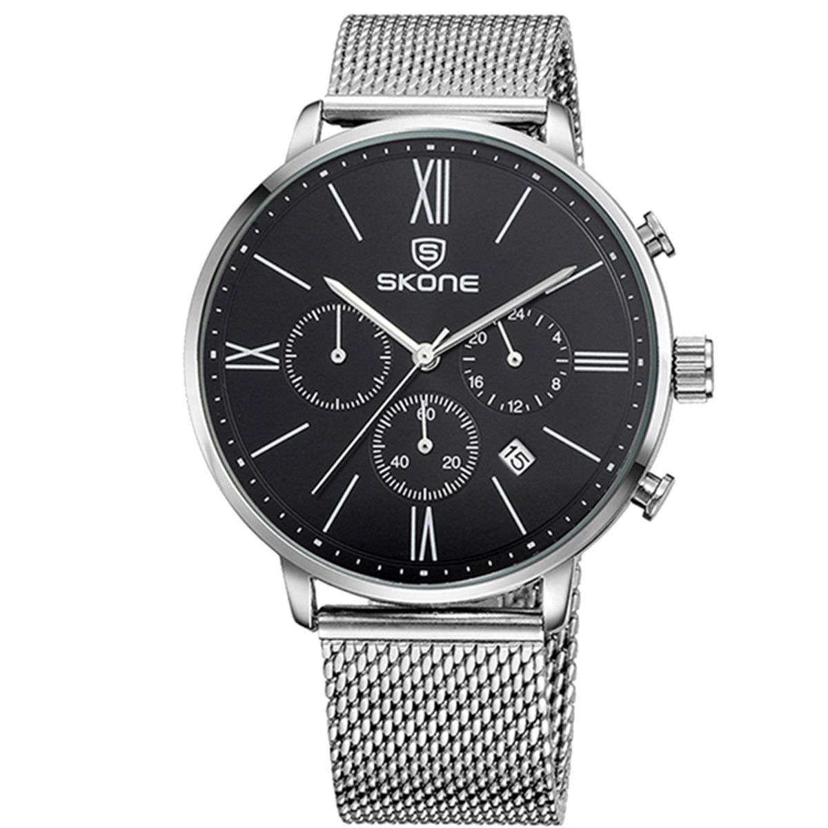 Skone Fulham Chrono Mens Watch Silver and Black Buy Online in South