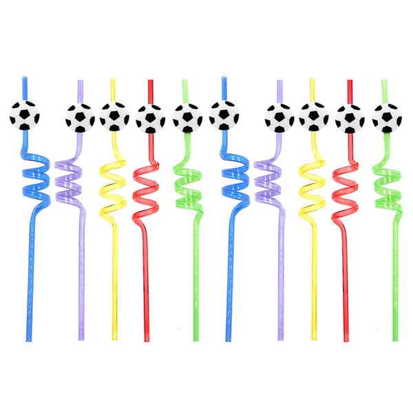 10-Piece Soccer Party Reusable Straws, Reusable Soccer-Themed Party