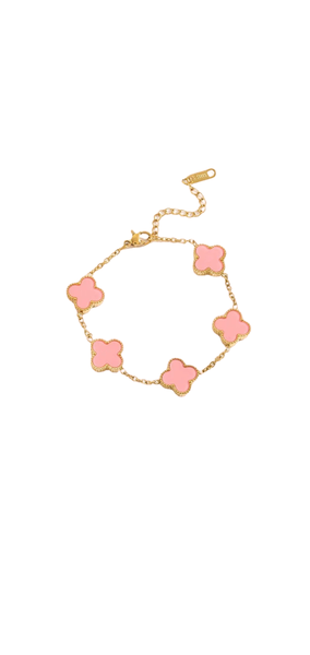 Clover Charm Bracelet - Pink