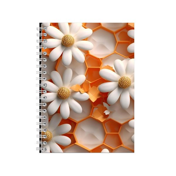 White And Gold Honeycomb Flowers Notebook Gift Idea A4 Notepad Pad 103