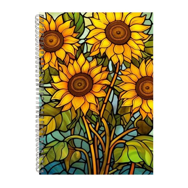 Stained Glass Yellow Sunflowers Notebook Gift Idea A4 Notepad Pad 108