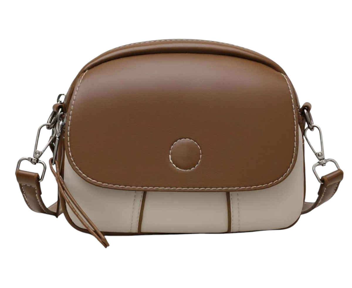 Elegant Two-Tone Handbag Brown and Beige- 00168