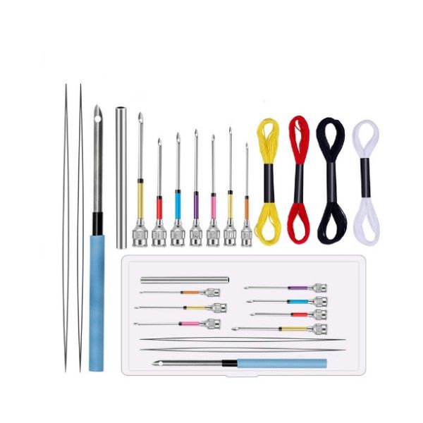 15 Piece Embroidery &amp; Sewing Kit-Punch Needle Cross Stitch Tools 4 Threads