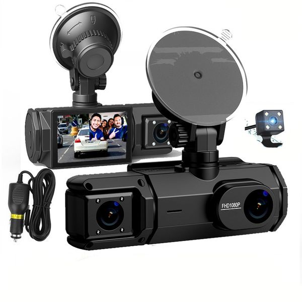 3-Channel 1080P Car Dash Cam with Night Vision, WiFi, and Parking Mode