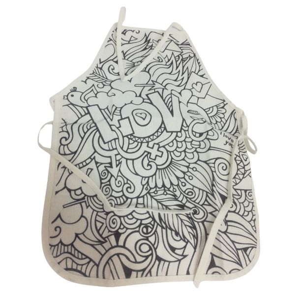 Khoki - Colour / Children's Paint Your Own Apron 47 x 34cm - Love
