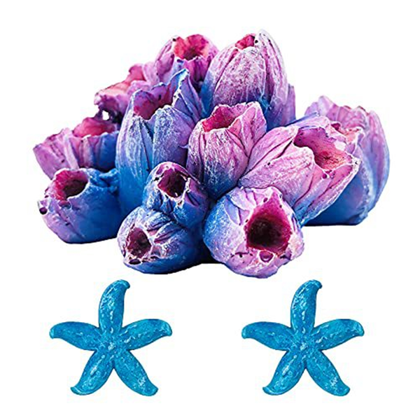 ABTOR 3-Piece Coral Set, Decorative Resin House for Aquariums