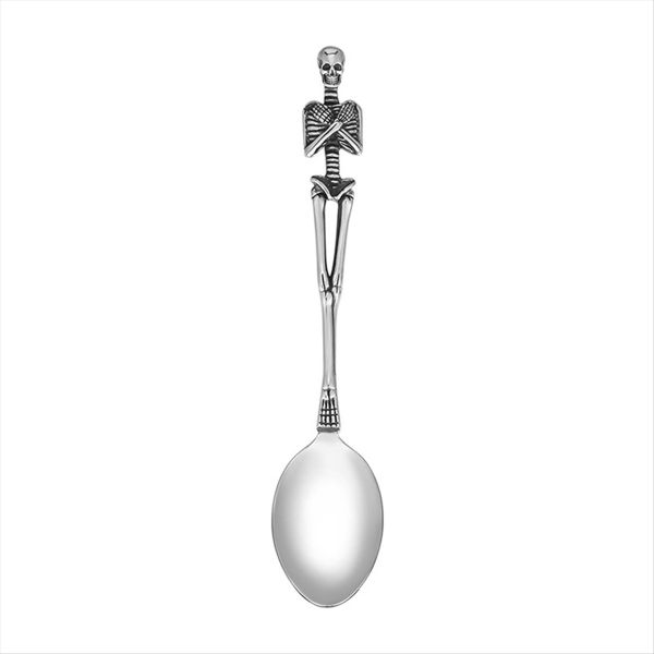 Halloween Spoon Skeleton Skull Handle Tableware Vintage Dinner Table Flatwa
