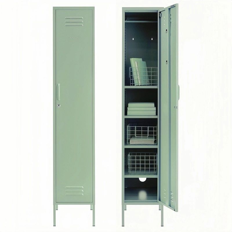 Steel Single Door Skinny Wardrobe Storage Matcha Green Shop