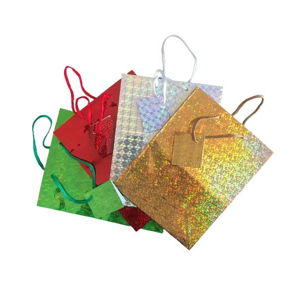 Hologram Gloss Gift Bags Small (Set of 4) Assorted Colours 23x18cm