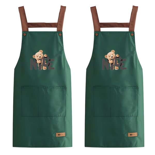 Apron Chef Apron Cross Back Apron Bear Pattern Apron - 2 Pack