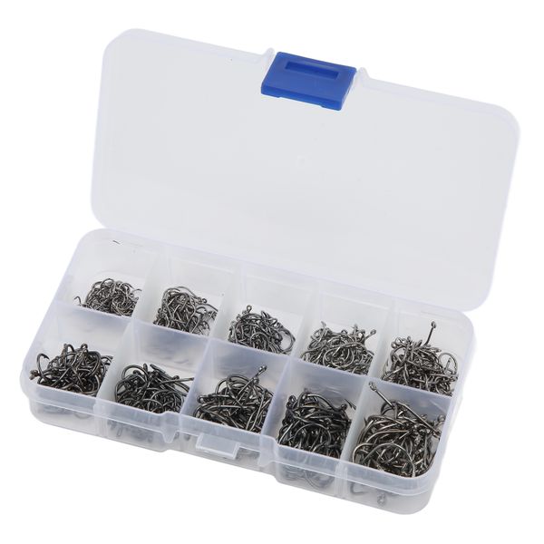 500 Pieces Black Carbon Steel Circle Fishing Hooks