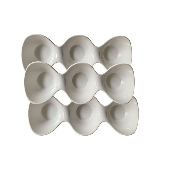 3 Compartment Serving Plastic Bowl Platter White - 3pcs