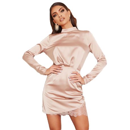 I Saw it First Ladies Champagne Satin Lace Open Back Bodycon Dress Shop Today. Get it Tomorrow takealot