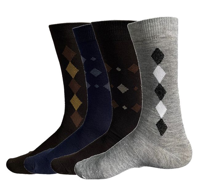 Mens Premeium Quality Cotton Socks - 4 Pairs Assorted - One Size