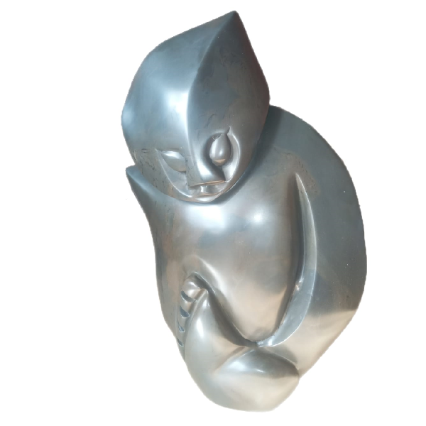 Kitro Grey Abstract Natural Stone Tabletop Pregnant Woman Sculptures 43cm