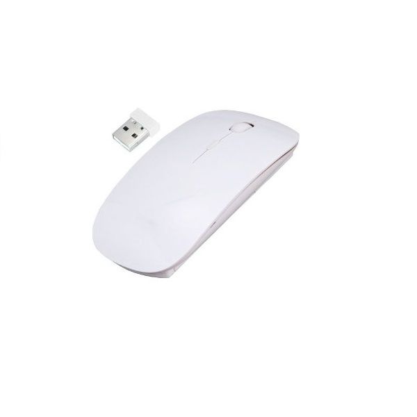 White Ultra Slim Wireless Cordless Mouse for Pc and Mac Computers