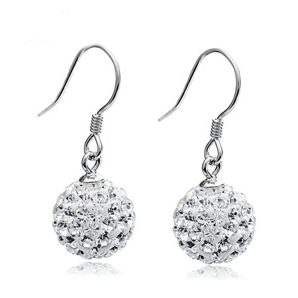 Azov 925 Sterling Silver Disco Ball Zirconia Ear Stud Earrings