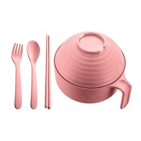 Microwave Ramen Bowl Set With Chopsticks - Durable Nordic Pink