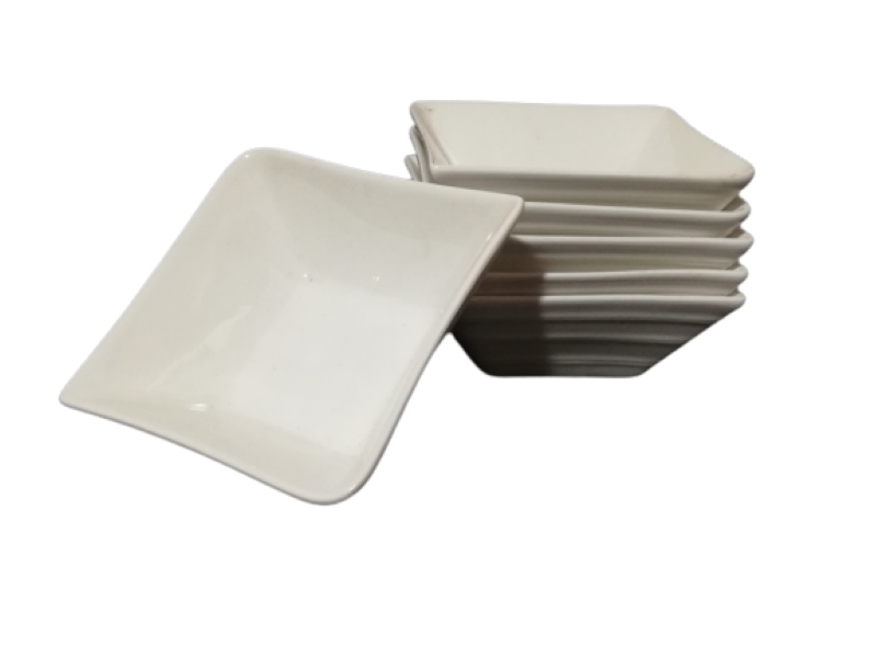 Bowl 6 Piece 11 x 11 x 4.5cm White Porcelain Grooved Sides