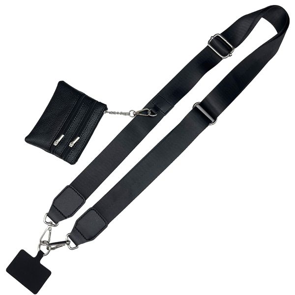 Phone Strap with Zippered Pouch Stylish Cross Body Phone String