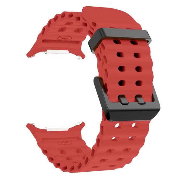Silicone Marine Strap Compatible With Samsung Galaxy watch Ultra-Red