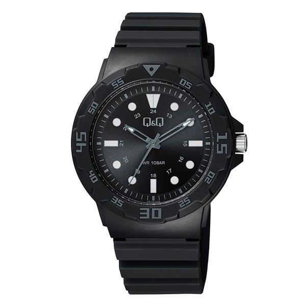 Q&amp;Q-Mens Resin Quartz Watch-VR18J011Y