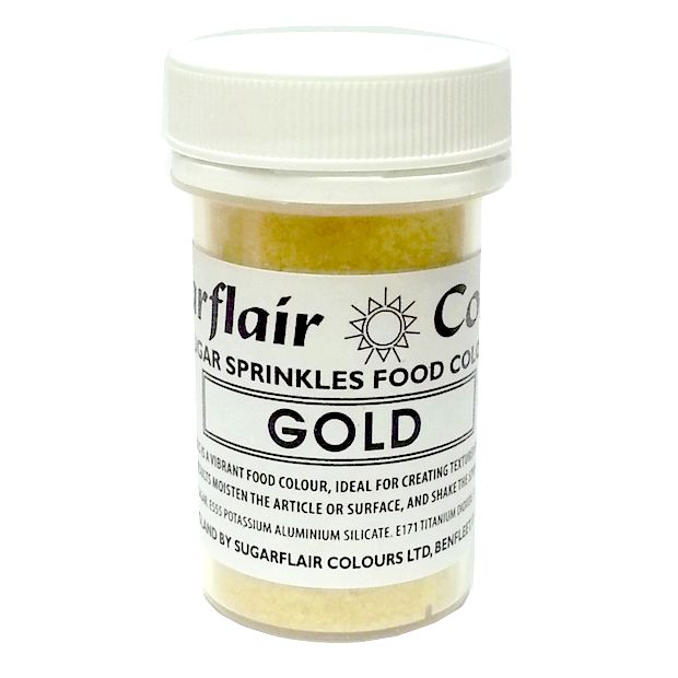 GOLD Sugarflair Edible Sugar Sprinkles Food Colour Cake Decorating