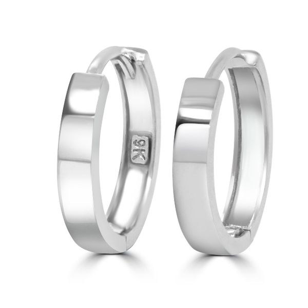 Flat Huggie Earrings Set in 9ct Solid White Gold - Jack Friedman Jewellers