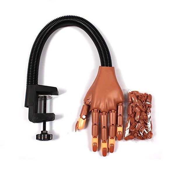 Flexible Movable Nail Training Practice Hand &amp; 100 Nail Practice Tips