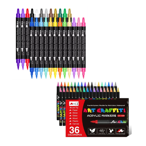 24 Dual Tip Acrylic Paint Marker &amp; 36 Acrylic Graffiti Marker Arts Craft