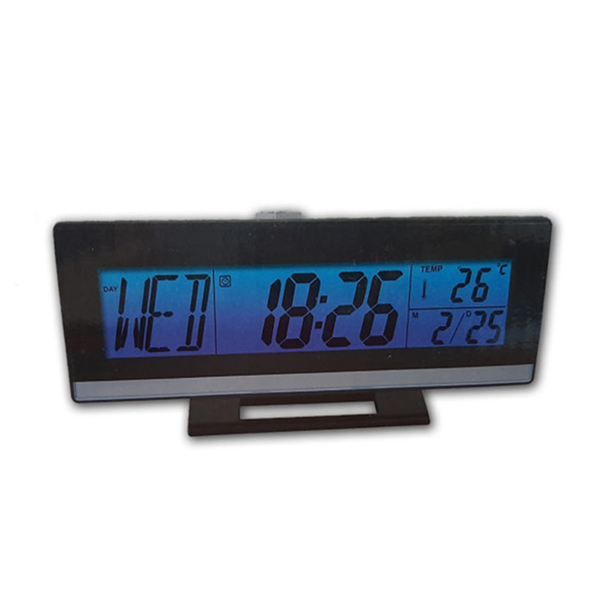 Voice Control Backlight Digital LCD Alarm Clock With Date/Temp