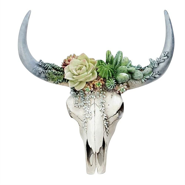 Resin Longhorn Cow Skull Head Wall Hanging Decor S