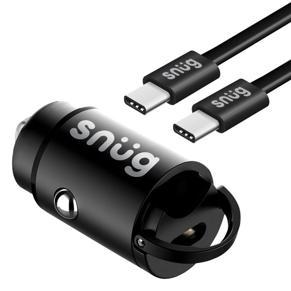 Snug Mini 30W Fast Charge Car Charger With Type-C to Type-C Cable