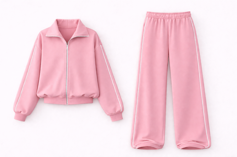 Secret Shield Cotton Blush Luxe Zip-Up Tracksuit Set pink
