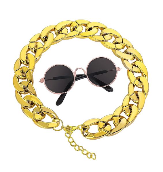 Cat Sunglasses Gold Chain Costume Decorations Funny Photo Props