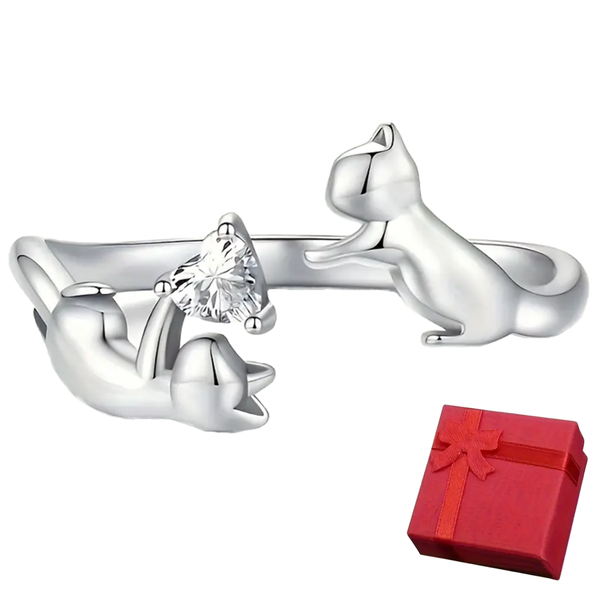 Elegant Adjustable Love for Cats Ring Open-end for women