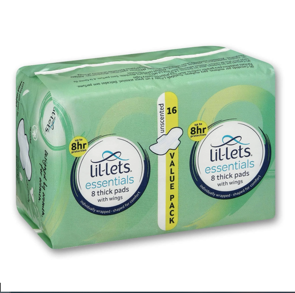 Lil-Lets Essentials Unscented Duo Pads - 16
