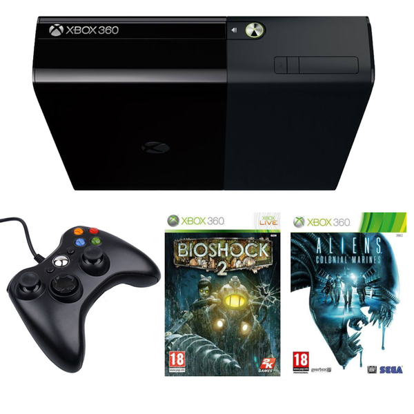 Xbox 360 E Console 4GB (Upgraded with 64GB Flash Drive) - 2 Game Bundle