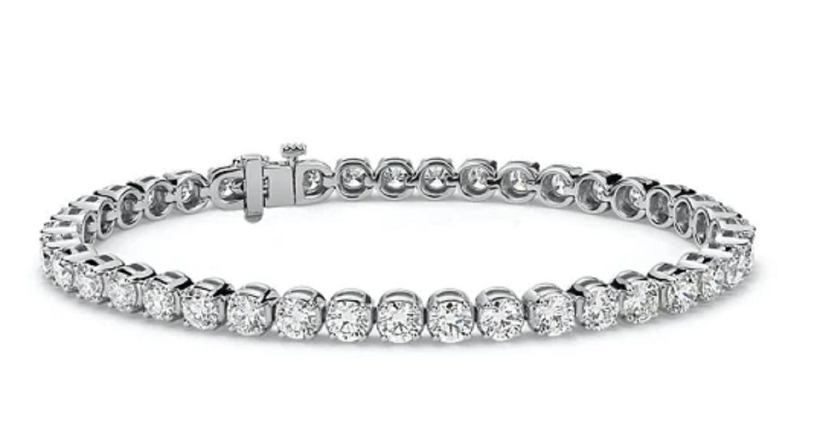 18ct White Gold Tennis Bracelet with 3ct Round Brilliant Cut Diamonds ...