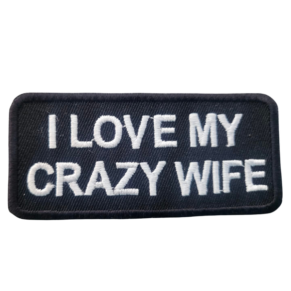Motorcycle Waistcoat Patch With I Love My Crazy Wife