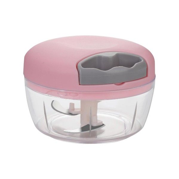 500ml Mini Manual Chopper With 3 Blades - Transparent & Pink