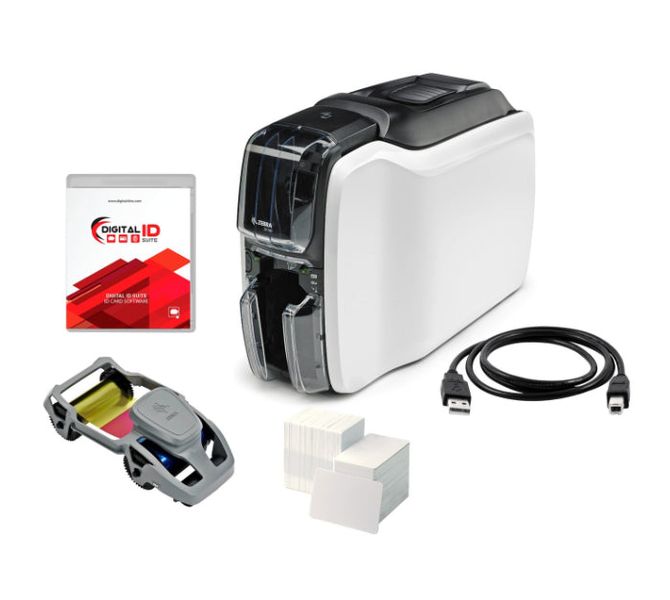 Zebra ZC100 Single-Sided ID Card Printer - Full Bundle Kit