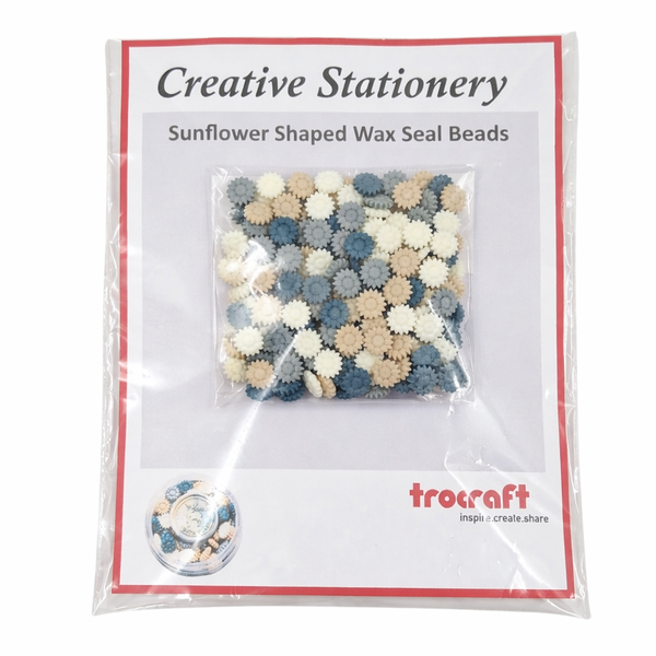 Sunflower Shaped Wax Seal Beads - 200 Piece Set (Grey)